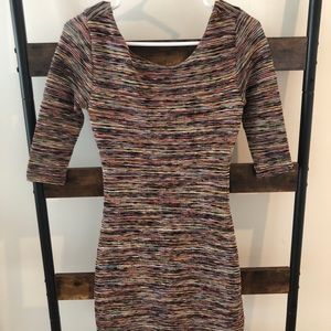 Multicolored quarter sleeve miniskirt dress